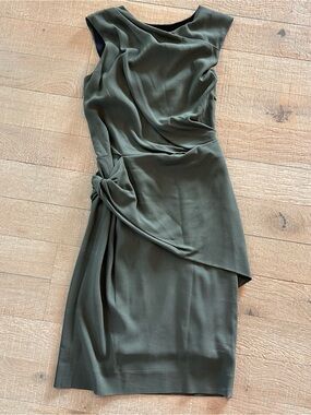 MM Lafleur Olive Draped Sheath Dress